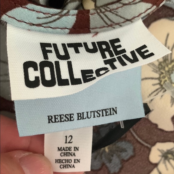 Brown, Blues, and Cream toned Sheath Dress with Bishop Sleeves Sz 12 - Picture 7 of 10